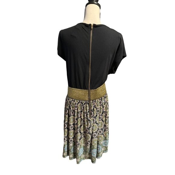Baby Phat Dress Black Y2K Short Sleeve Top Gold Waist Medallion Pattern Large - Picture 2 of 6